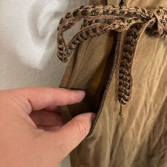 Sessun soft belted Brown/green Dress with pockets and belt, size M - Picture 3 of 10